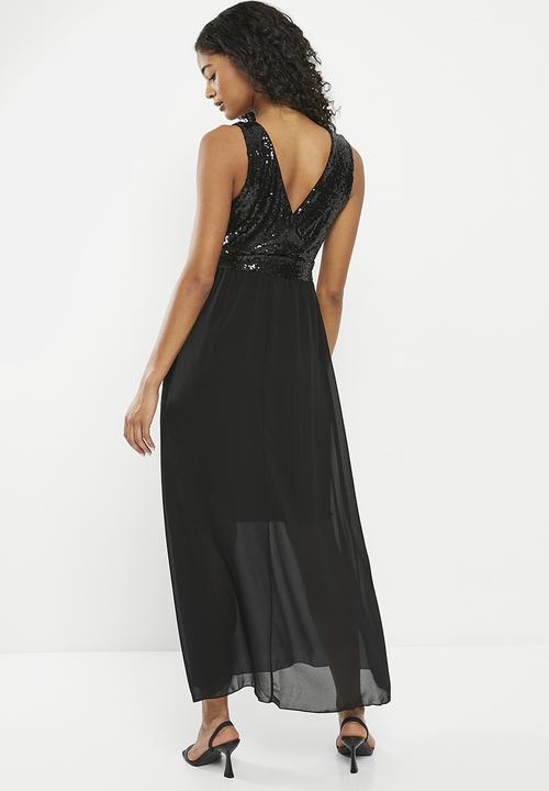 HAILYS - V-neck sleeveless maxi dress - black
