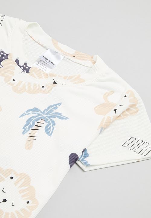 Pop Candy - Tee & short pj set - white