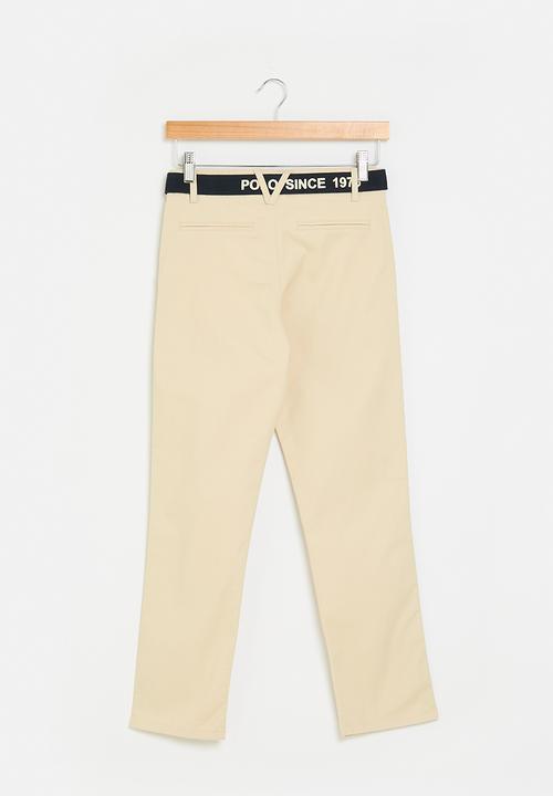 POLO - Boys adrian belted chino - stone