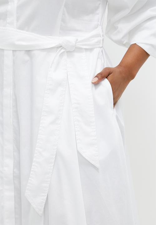 POLO - Plus layla ms shirt dress - white