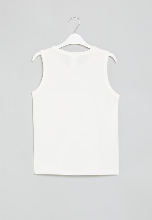 Pop Candy - Plain ribbed vest- white