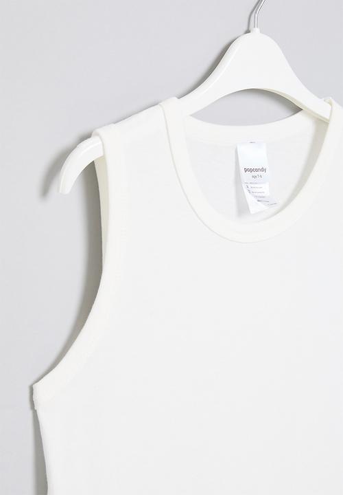 Pop Candy - Plain ribbed vest- white