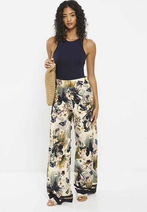 Zabaione - Print capri wide leg trousers - p tropical