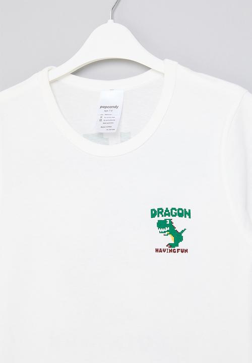 Pop Candy - Dino print tee - white