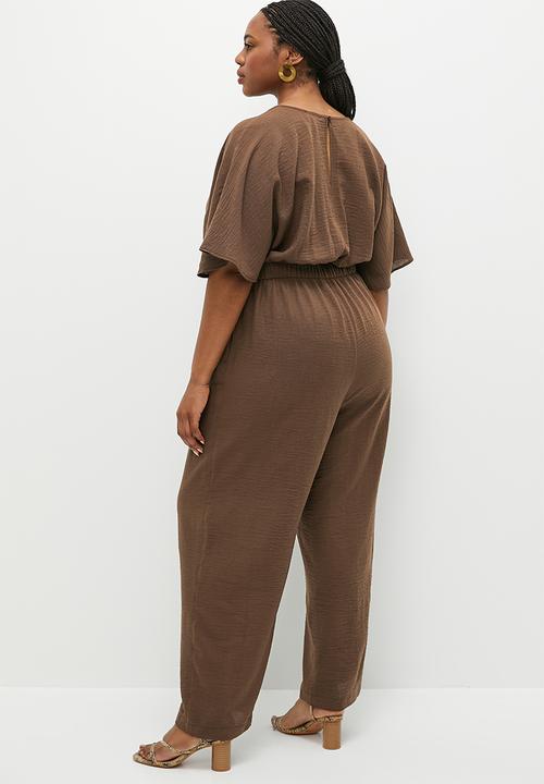 edit - Mock wrap jumpsuit - pine cone