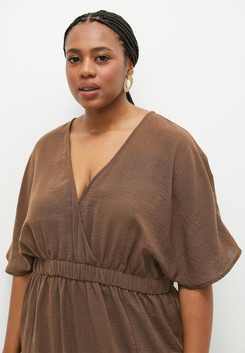 edit - Mock wrap jumpsuit - pine cone
