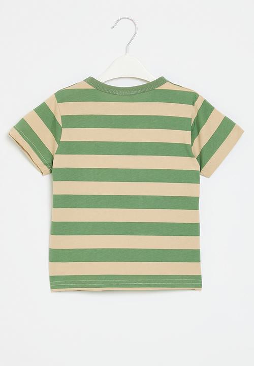 Pop Candy - Stripe tee - green & stone