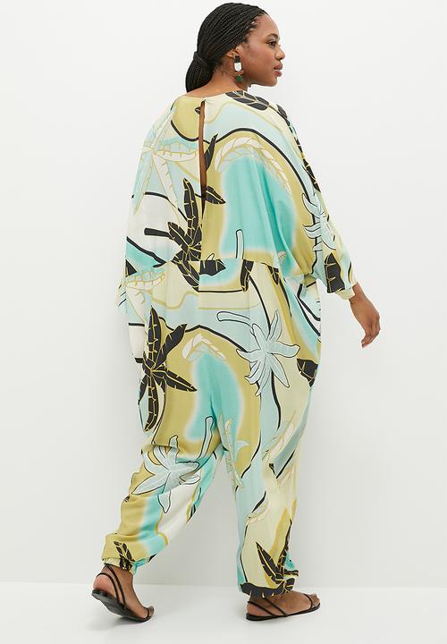 edit - Easy fit kaftan jumpsuit - palm & wave print
