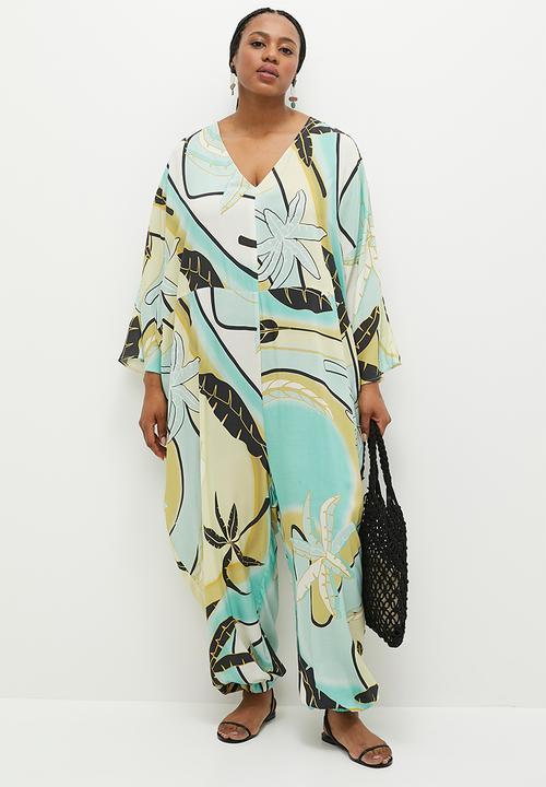 edit - Easy fit kaftan jumpsuit - palm & wave print