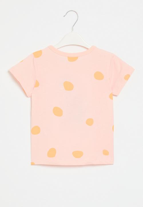 Pop Candy - Giraffe print tee - pink & orange