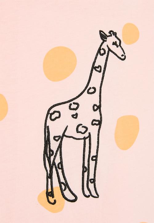 Pop Candy - Giraffe print tee - pink & orange