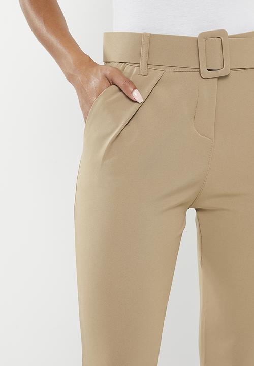 Zabaione - Belted skinny leg trousers - camel