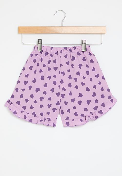 Pop Candy - Heart print shorts - purple 