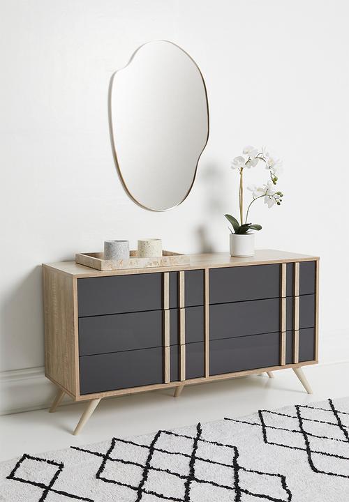 Sixth Floor - Cara side board 6 drawer unit - grey