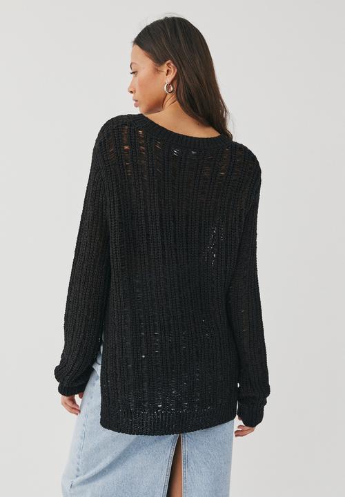 Supré  - Talulla ladder knit jumper - black