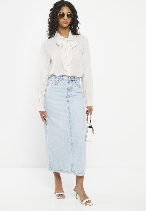 Zabaione - Tie-Neck Longsleeve Blouse - White