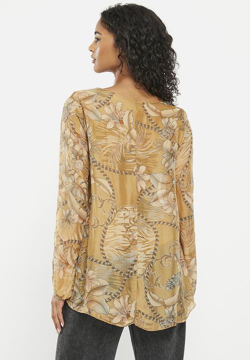 Zabaione - Print longesleeve blouse - tobacco