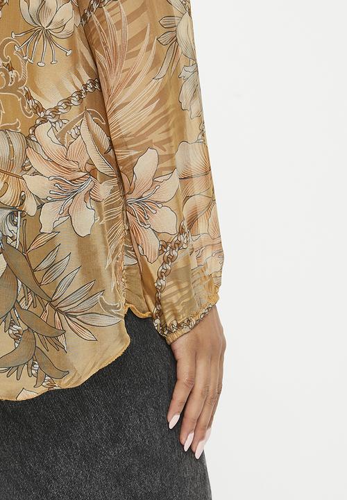 Zabaione - Print longesleeve blouse - tobacco