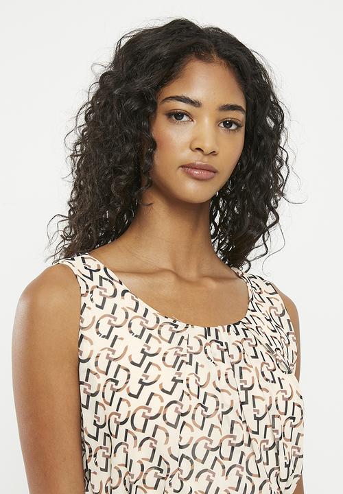 Zabaione - Print sleeveless midi dress - off white