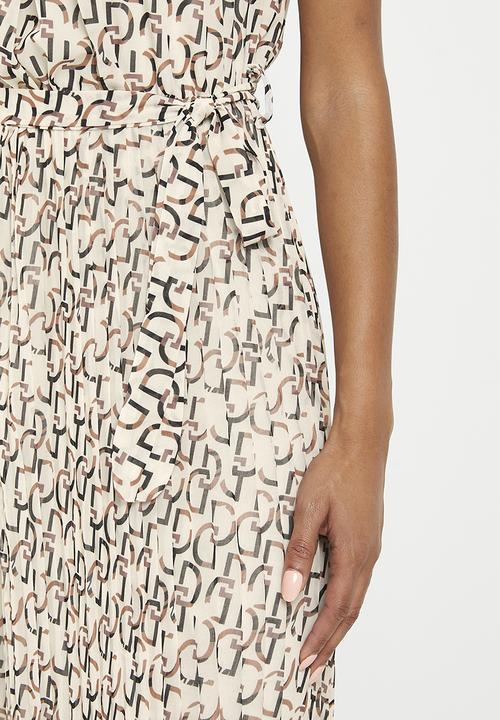 Zabaione - Print sleeveless midi dress - off white