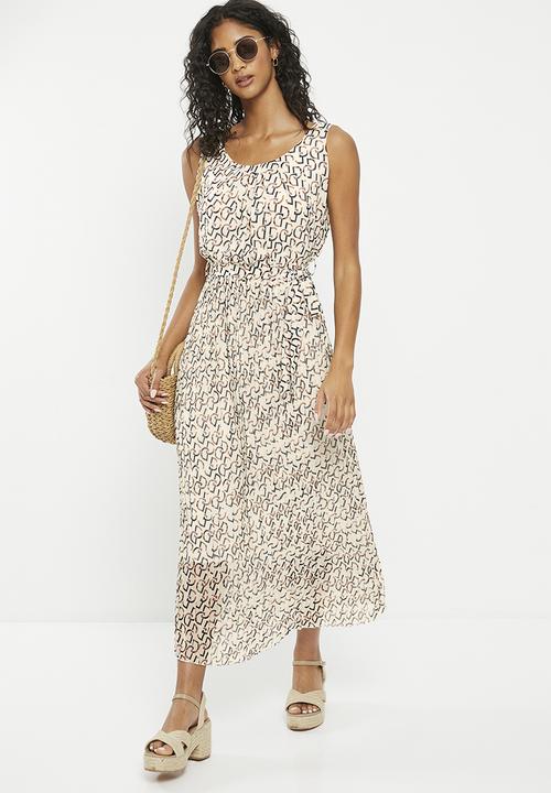 Zabaione - Print sleeveless midi dress - off white