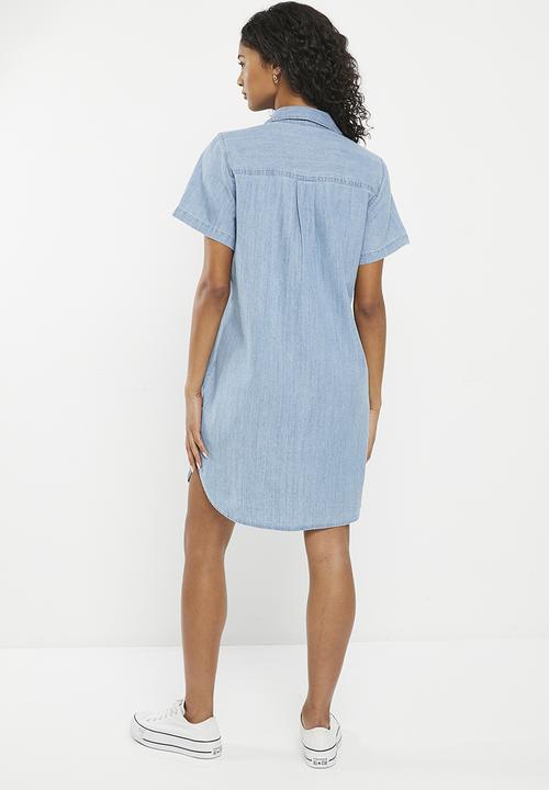 Zabaione - Collared shortsleeve dress - light wash