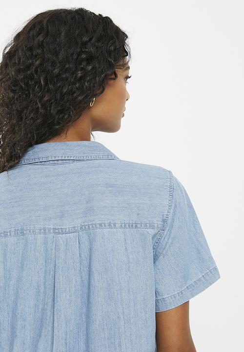Zabaione - Collared shortsleeve dress - light wash
