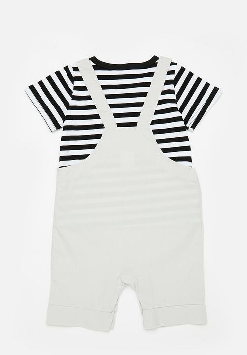 Pop Candy - Stripe romper - black & grey