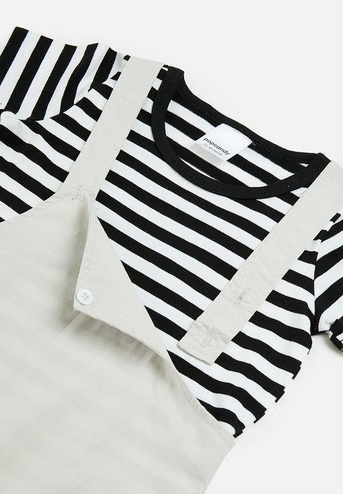Pop Candy - Stripe romper - black & grey
