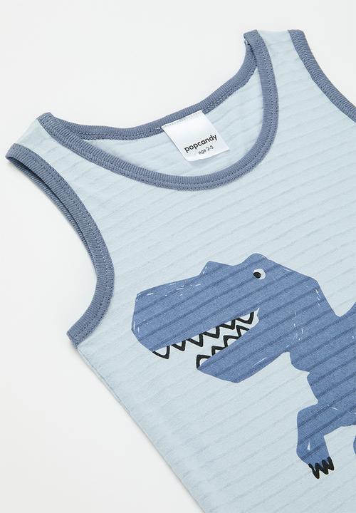 Pop Candy - Dino print  pj set - blue