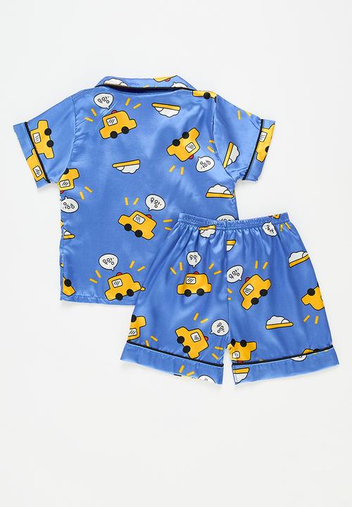 Pop Candy - Contrast piping pj's - blue multi