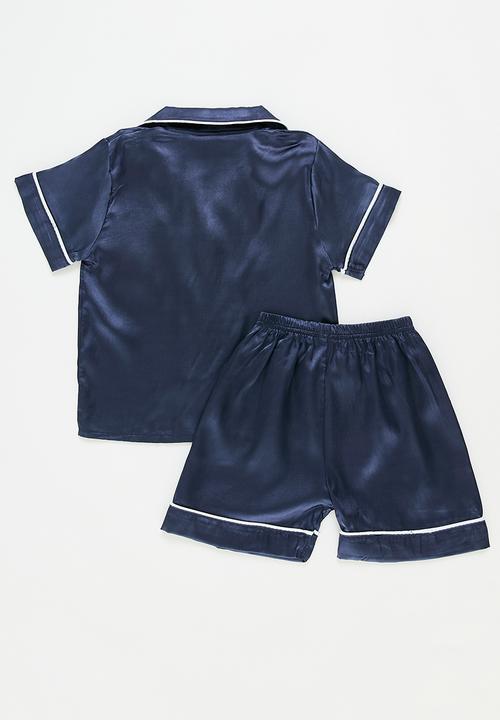 Pop Candy - Contrast piping pj's - blue and white