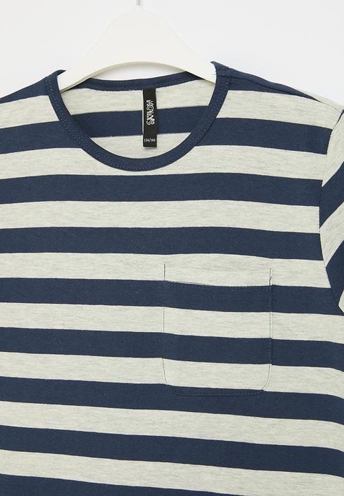 HAILYS - T-shirt - white marl & navy