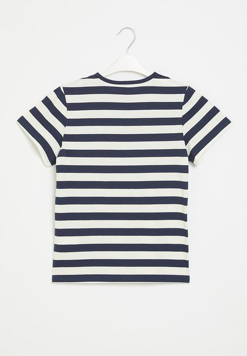 HAILYS - T-shirt - off white & navy