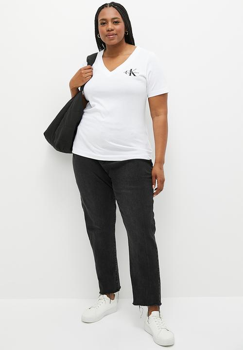 Calvin Klein - Plus monologo slim vneck tee - bright white