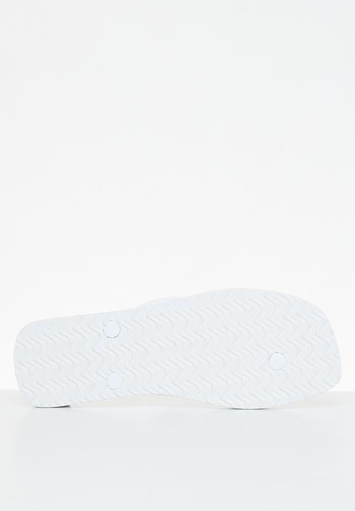 POLO - Gold aop square toe flip flop - white