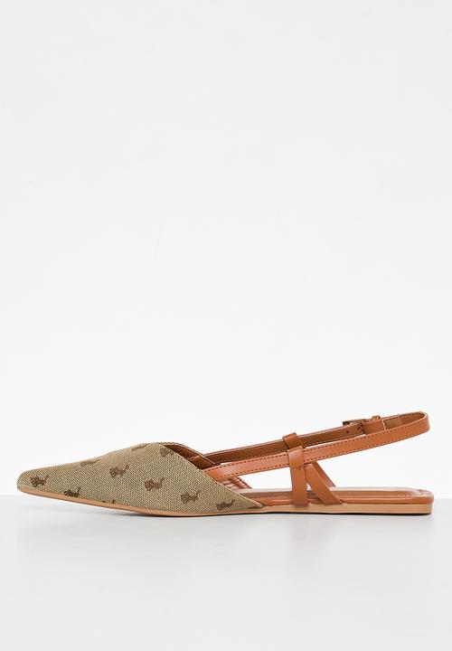 POLO - Pointy slingback monogram - tan