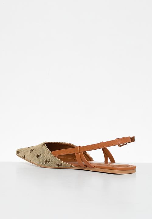 POLO - Pointy slingback monogram - tan
