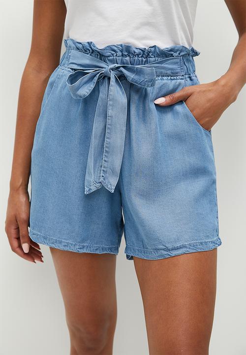 HAILYS - Tie belt shorts - mid blue