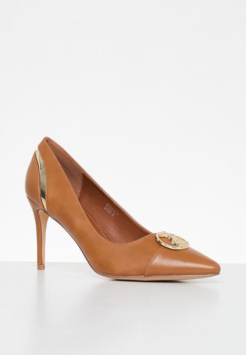POLO - Toe cap circle trim pointy stiletto - tan