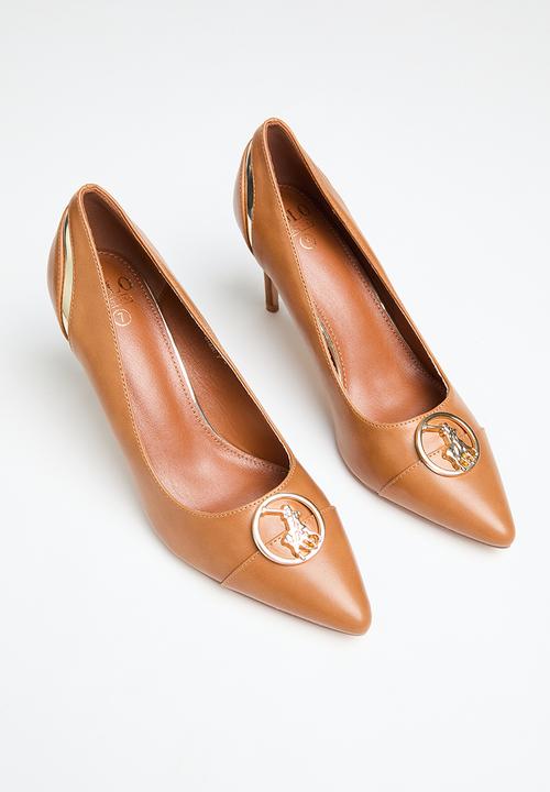 POLO - Toe cap circle trim pointy stiletto - tan