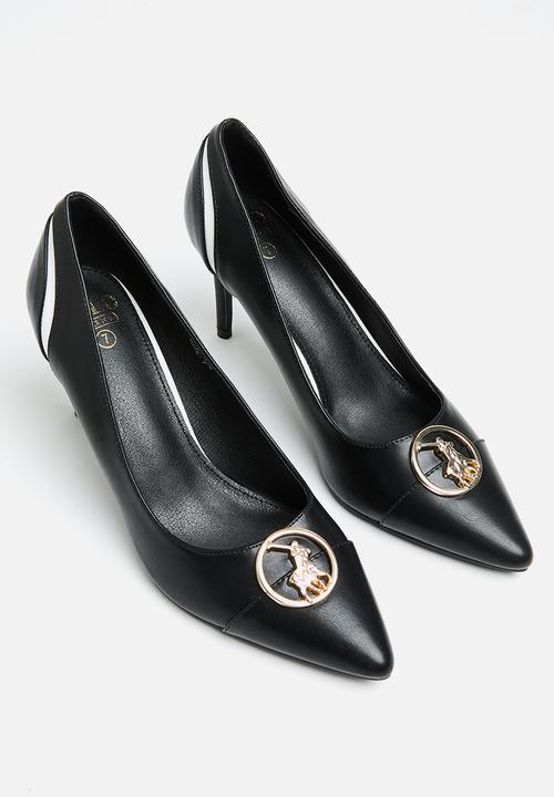 POLO - Toe cap circle trim pointy stiletto - black