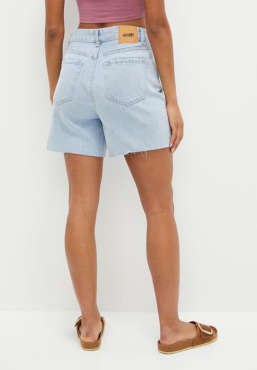 HAILYS - Abraised denim bermuda shorts - light blue