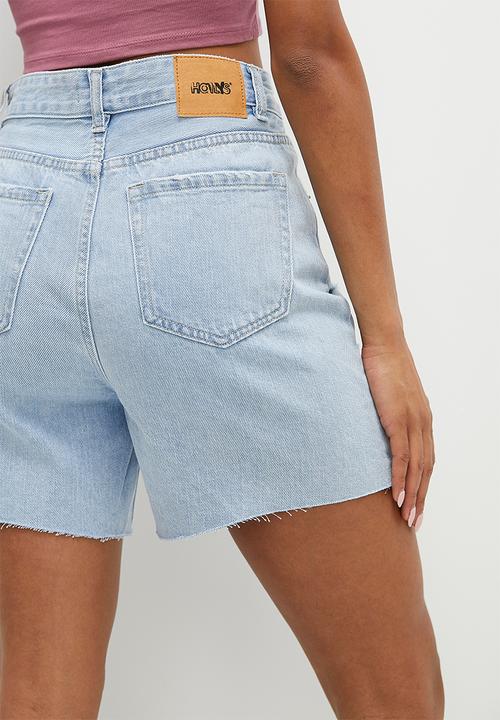 HAILYS - Abraised denim bermuda shorts - light blue