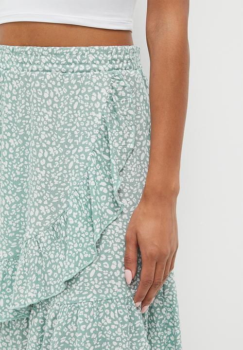 HAILYS - Frill trim mini skirt - green tea leo