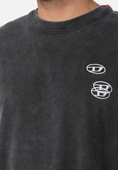 Diesel  - T-Crane long sleeve slits t-shirt loose fit - charcoal