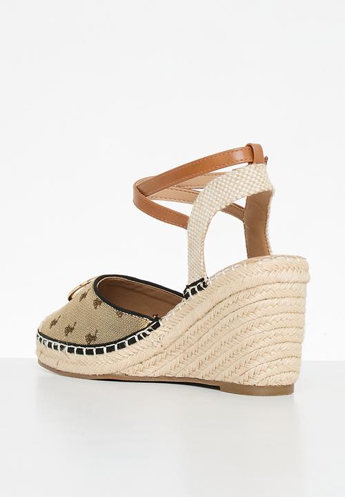 POLO - Monogram wedge espadrille - stone