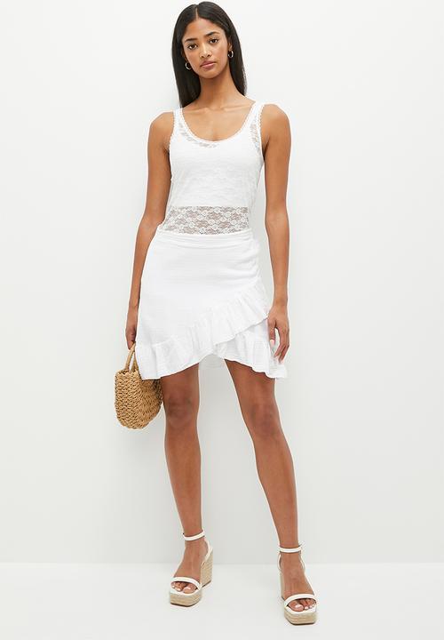 HAILYS - Frill trim skirt - white