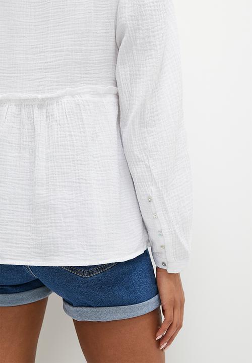 HAILYS - Long sleeve v-neck blouse - white