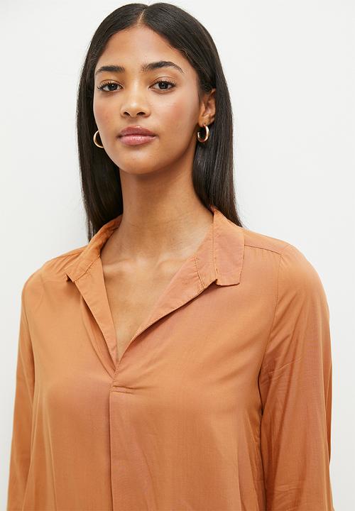 HAILYS - Collared 1/2 sleeve blouse - hazel